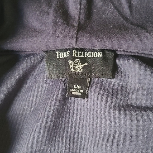 True Religion Navy Velour Classic Buddha Hoodie - Picture 3 of 5